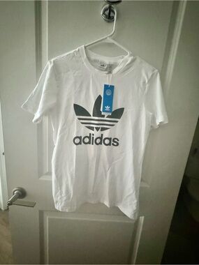 adidas White Short Sleeve Trefoil Logo Tee